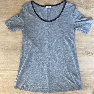 Old navy t-shirt. Size S. Heather grey t-shirt with faux leather trim on neck.